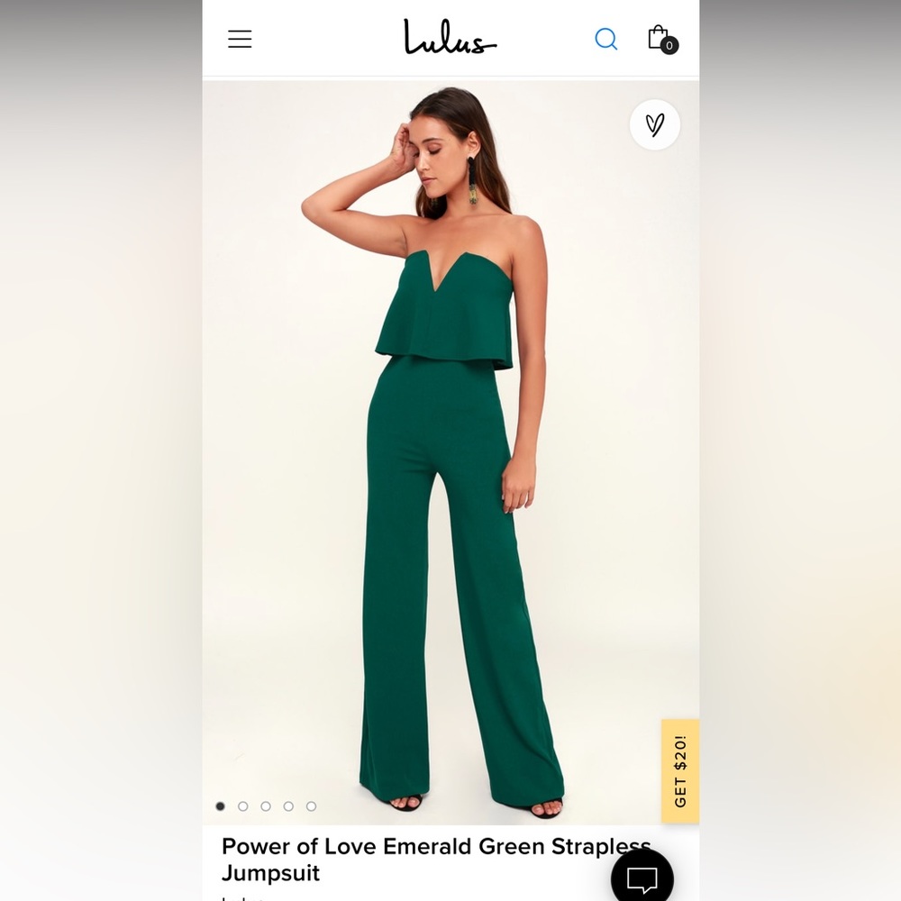 Lulus Power of love Emerald Green Strapless Jumpsuit
